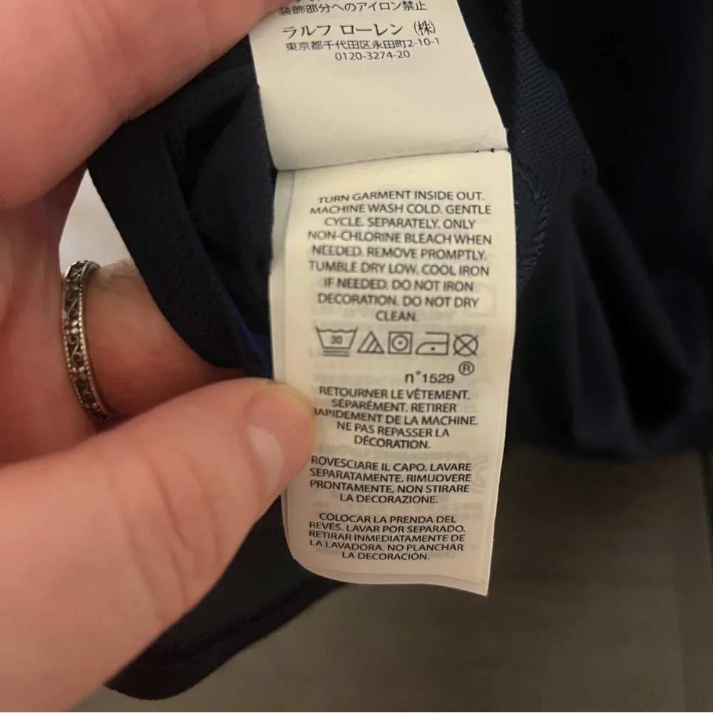 Ralph Lauren Men's Navy‎ and White Striped Polo Shirt